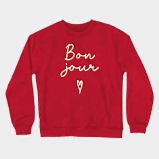 Bonjour Pink and Orange Cursive Crewneck Sweatshirt